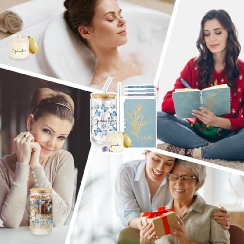 6 قطعة طقم هدايا اقتراح فراشة 16 أوقية كوب زجاجي جرة معطرة A6 مجلة أقلام حبر جاف للأم النساء عيد ميلاد المعمودية - Image 4