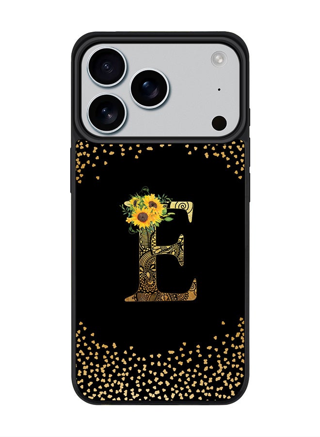 Stylizedd iPhone 17 Pro Case, [Compatible with MagSafe] Slim Magnetic cover Phone Case iPhone 17 Pro -Custom Floral Monogram - E ( Black ) - Image 1