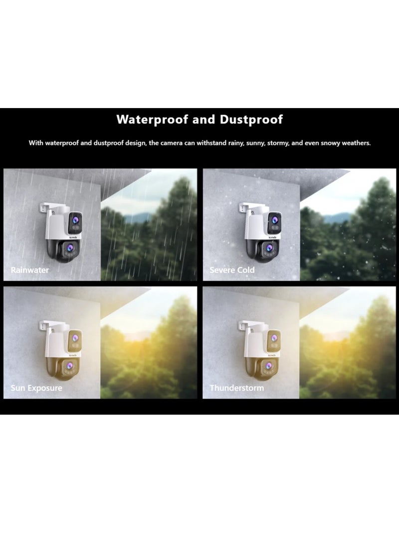 Tenda - TENDA CH9 6 MP Dual-Lens Linkage 360° Security Camera Outdoor with 30m Color Night Vision, PTZ CCTV WiFi 6 Camera with 2-way Audio, AI Human Detection& Alarm, APP Control, IP66 Weatherproof, Works with Alexa - Image 1