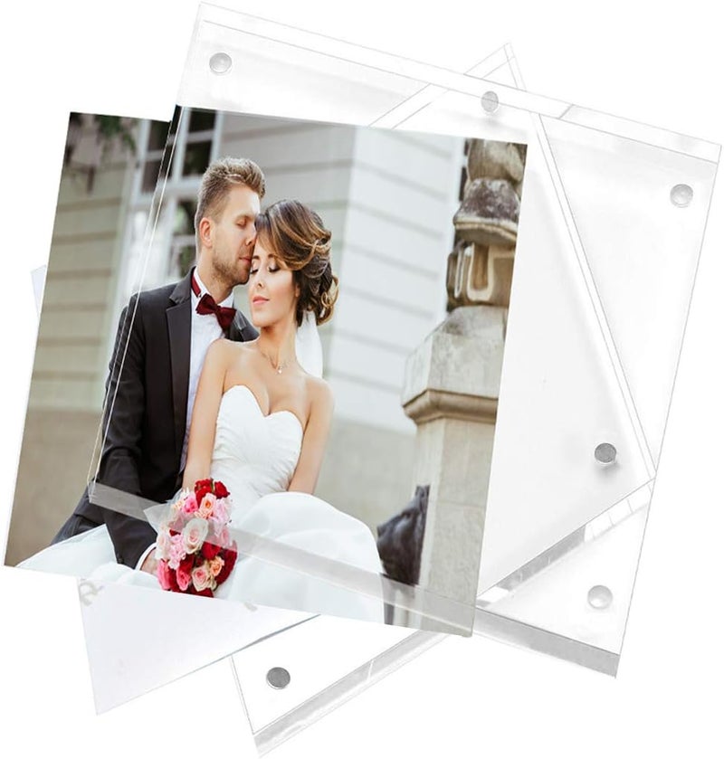 Magicool Premium Acrylic Photo Frame- Magnet Photo Frame -Double Sied Thick Desktop Frames (4x4 5 pack) - Image 3