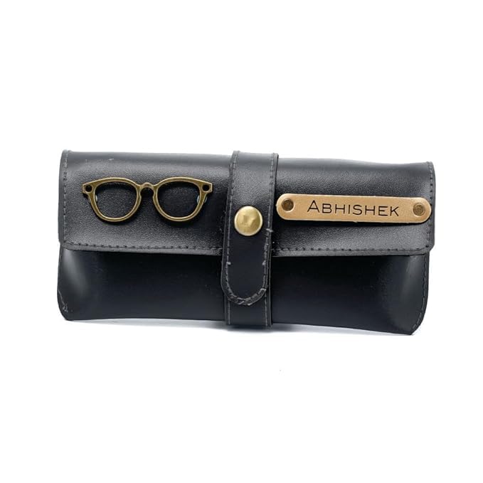 Geocell Personalised Name & Charm Leather Sunglass Case Cover for Men & Women | Hard Case Eyewear Cover - Image 1