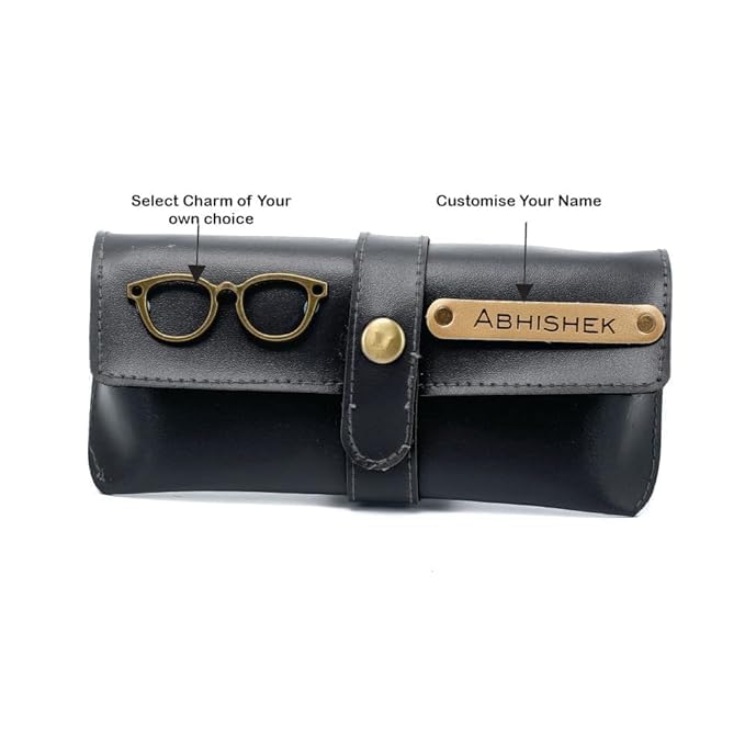 Geocell Personalised Name & Charm Leather Sunglass Case Cover for Men & Women | Hard Case Eyewear Cover - Image 2