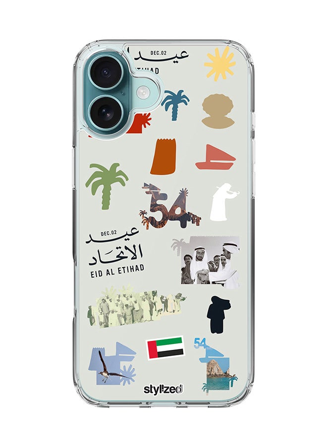 Stylizedd غطاء آيفون 16 بلس [متوافق مع MagSafe] غطاء مغناطيسي رقيق شفاف - عيد الاتحاد 54 لدولة الإمارات العربية المتحدة، رمادي فاتح - Image 1