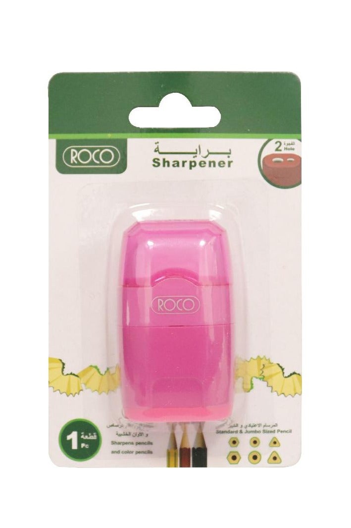 ROCO Pocket Sharpener 2 Holes Pink - Image 1