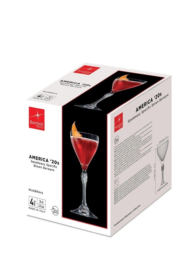 بروميولي روكو مجموعة من 4 أكواب مارتيني شفافة من طراز بورميولي روكو أمريكا '20s، سعة 4.75 أونصة، بتصميم نيك ونورا. - Image 3