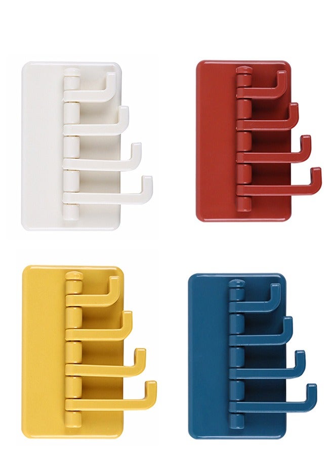 4 قطع من الخطاف ذاتية اللصق على الحائط ، شماعات فوق الباب مع 4 خطافات ل مفاتيح رداء منشفة المعطف ، رف تخزين جداري متعدد الوظائف للمنزل والمطبخ والمكتب (9.5 × 5.6 سم) - Image 1