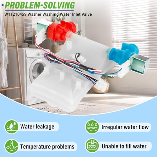 Semzohc W11210459 WTW5000DW1 WTW4816FW2 Washer Washing Water Inlet Valve Fit for Whirl-pool May-tag Ken-more ama-na, cro-sley Replaces AP6329217, W10701459, W10838319, W10869799, W11025984, W11038711 - Image 2