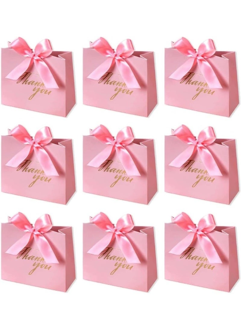 24 حزمة صغيرة شكرا لك حقيبة هدية، حزب حقائب فضل، معالجة صناديق مع ورد الشريط القوس الأحمر، الوردي نمط ورق هدية أكياس السائبة لحزب الزفاف الطفل دش إمدادات حزب الأعمال - Image 1
