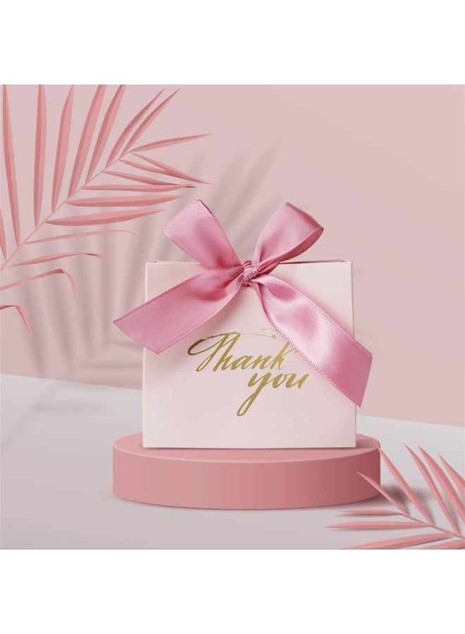 24 حزمة صغيرة شكرا لك حقيبة هدية، حزب حقائب فضل، معالجة صناديق مع ورد الشريط القوس الأحمر، الوردي نمط ورق هدية أكياس السائبة لحزب الزفاف الطفل دش إمدادات حزب الأعمال - Image 4