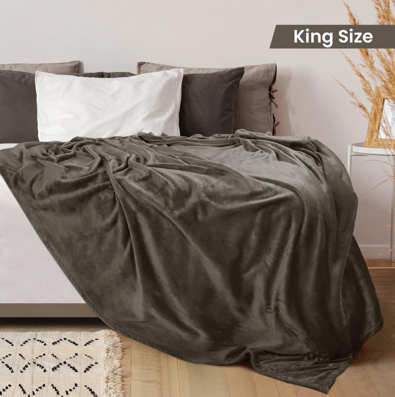 Utopia Bedding Fleece Blanket King Size Brown 300GSM Luxury Fuzzy Soft Anti-Static Microfiber Bed Blanket (90x102 Inch) - Image 2
