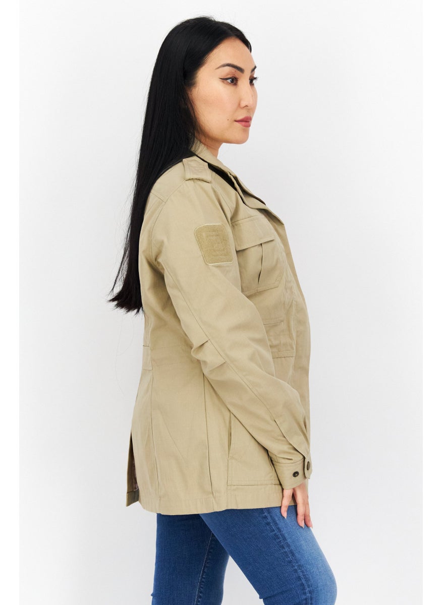 Women Embroidered Logo Bomber Jacket, Khaki - pzsku/Z6E1E881ADD617CBDB2B8Z/45/_/1724351263/86bb59bc-b74d-4acc-8387-9ca6aa630203