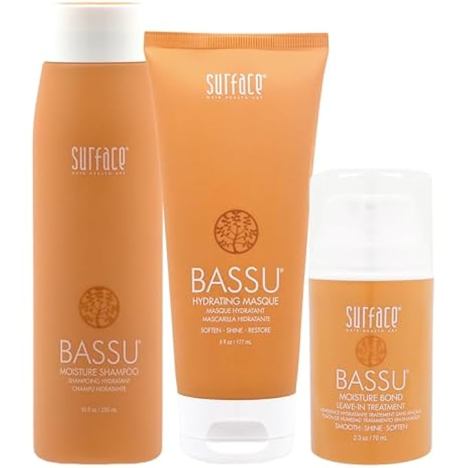 Surface Hair Ultra Moisturizing Routine: Bassu Shampoo and Bassu Masque Plus Bassu Moisture Bond for instant moisture, 3-Piece Set