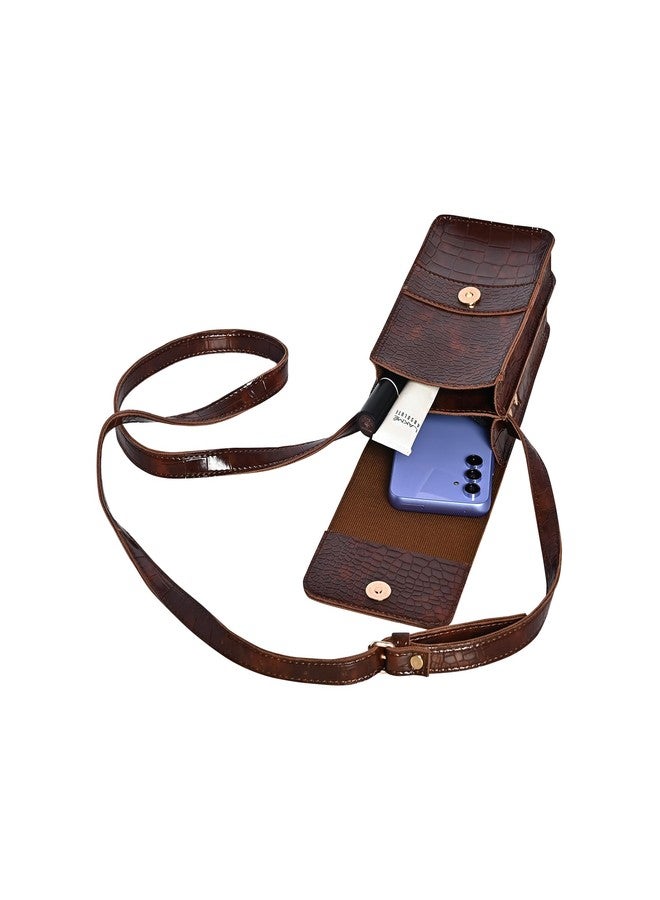 LEEZEL Women's Girls Wallet Sling Bag for Mobile Cell Phone Holder (Brown) - Image 2