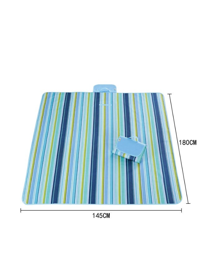 DEXO حصيرة نزهة خارجية مقاومة للماء وقابلة للطي – كبيرة 145x180 سم، مخططة أزرق – مقاومة للرمل والتمزق، بطانية شاطئ، حصيرة تخييم محمولة لـ 4-6 أشخاص، عائلة، سفر، مهرجانات، للاستخدام المنزلي - Image 3