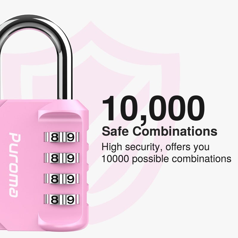 Puroma 2 Pack Combination Lock for Locker 4 Digit Outdoor Waterproof Padlock for School, Gym, Sports, Fence, Toolbox, Gate, Case, Outdoor, Hasp Storage (Pink) - Image 2