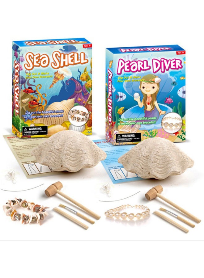 Archaeological Digging Toy Fossil Crystal Bracelet Girl Puzzle DIY Children Gift Digging Treasure Dinosaur Egg Blind Box-Color:Archaeological Excavation Gem Bracelet Red Sands  - Image 2
