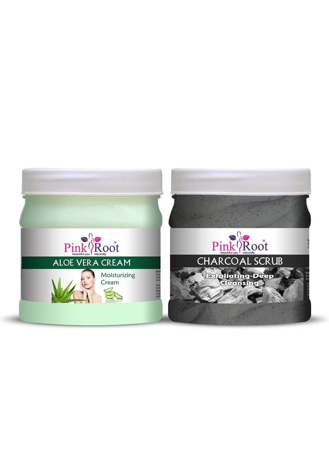 Pink Root Pink Root Aloe Vera Cream 500gm with Charcoal Scrub 500gm  - Image 1