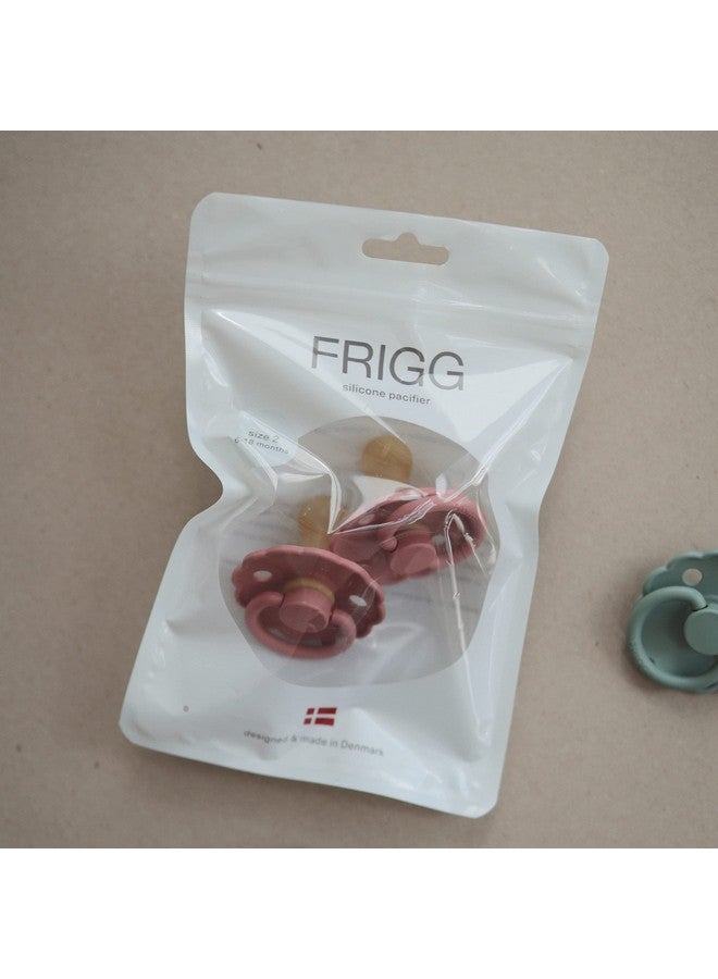 FRIGG Daisy Natural Rubber Baby Pacifier ; Made In Denmark ; Bpafree (Dusty Rose/Lily Pad 06 Months) 2Pack - Image 4