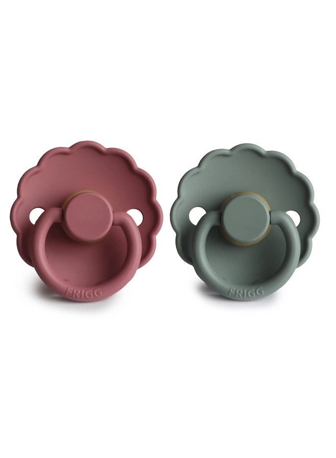 FRIGG Daisy Natural Rubber Baby Pacifier ; Made In Denmark ; Bpafree (Dusty Rose/Lily Pad 06 Months) 2Pack - Image 2