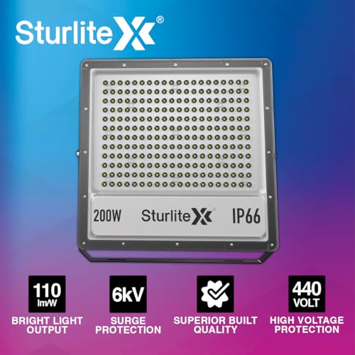 Sturlite Zuper 200 W LED Flood Light| Cool White 6500K Color Temperature LED Lamp| IP66 Waterproof Surge Protection Focus Light for Factory, Garage, Parking, Garden, Playground & Shop - (Pack of 1) - Image 3