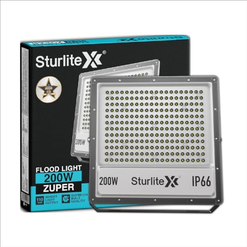 Sturlite Zuper 200 W LED Flood Light| Cool White 6500K Color Temperature LED Lamp| IP66 Waterproof Surge Protection Focus Light for Factory, Garage, Parking, Garden, Playground & Shop - (Pack of 1) - Image 1