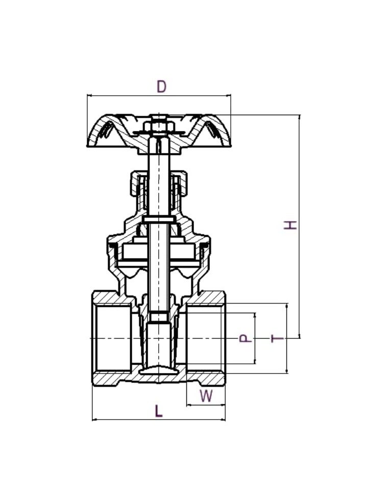 واتس صمام البوابة البرونزي PN25 1-1/2 بوصة (واط) - Image 2