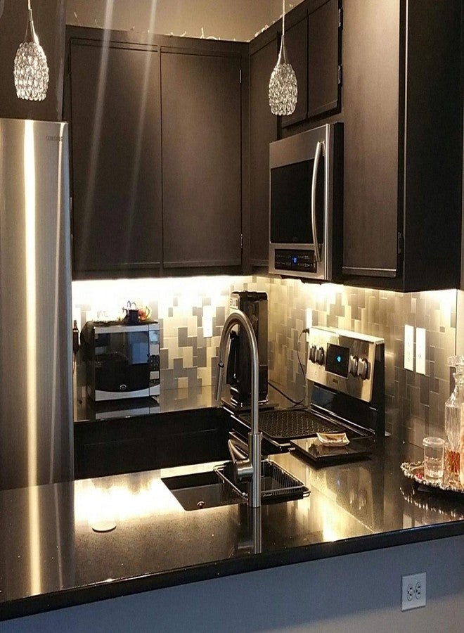 Art3d Peel and Stick On Metal Steel Backsplashes, 10-Piece Puzzle Brush Silver Square - Image 5