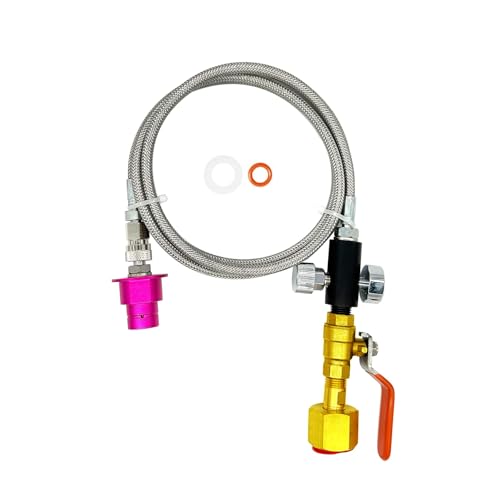 VaVoger Soda Hose Kit Soda Maker Quick Connect Co2 Adapter with Flow Control Ball Valve, 60inch High Pressure Stainless Steel Hose Compatible with Gaia Terra DUO Art Soda Machine - Image 1