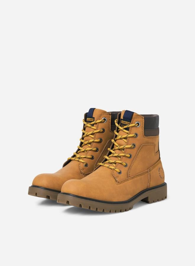JACK & JONES Brown Lace-Up PU Nubuck Boots - Image 4