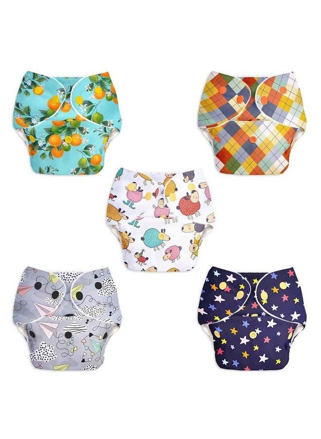Superbottoms 5 Basic Reusable Cloth Diaper ; Freesize Washable Diapers For Baby 3 Months 3 Years ; Stay Dry & Lasts Up To 3Hrs ; Trim Fitting ; 5 Shells Only  - Image 1