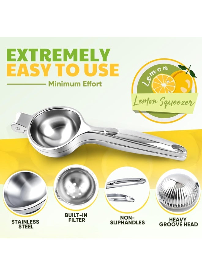 ليكسيس عصارة ليمون كبيرة، عصارة ليمون من الفولاذ المقاوم للصدأ، عصارة حمضيات يدوية شديدة التحمل، أدوات مطبخ، عصارة ليمون، أداة بار، عصارة ليمون يدوية معدنية سهلة التنظيف - Image 4