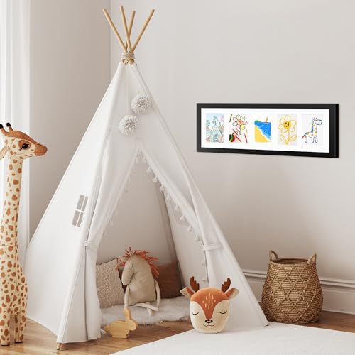 Flocey 8x24 Picture Frame with Tempered Glass, 4x6 picture frame collage, Display Five 4x6 Photos with Mat or One 8 x 24 Picture without Mat - Horizontal or Vertical Wall Mounting, 2 Pack, Black - Image 5