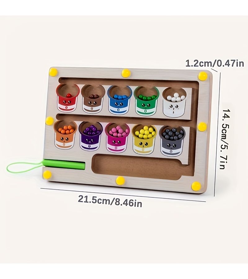 Magnetic Color Roll On Wooden Bead Maze Writing Counting Training Fun Toy - Image 5