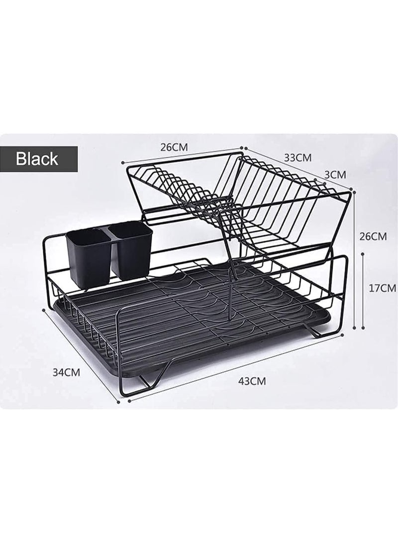 S2C Dish Drying Rack – Large Countertop Dish Drainer with Antibacterial Coating, Kitchen Organizer Plate Rack & Utensil Holder, Durable Dish Drying Stand for Plates, Bowls, Cups & Cutlery (STYLE A) - Image 2