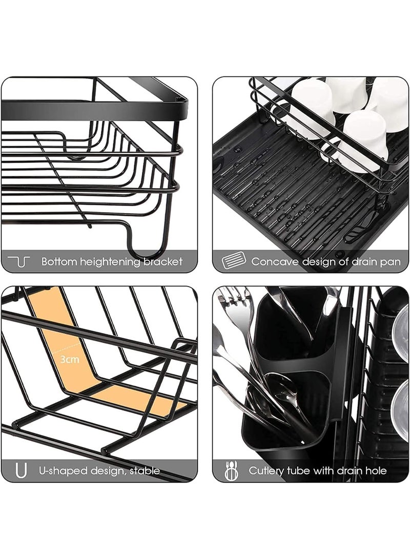 S2C Dish Drying Rack – Large Countertop Dish Drainer with Antibacterial Coating, Kitchen Organizer Plate Rack & Utensil Holder, Durable Dish Drying Stand for Plates, Bowls, Cups & Cutlery (STYLE A) - Image 5