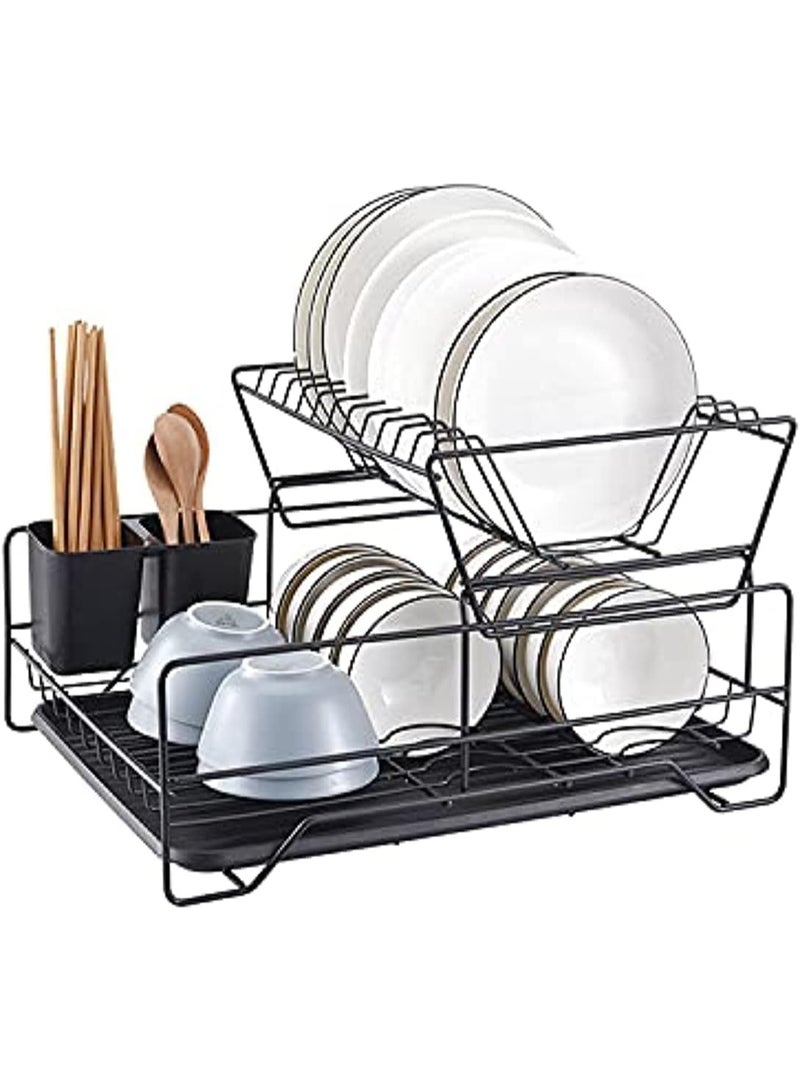 S2C Dish Drying Rack – Large Countertop Dish Drainer with Antibacterial Coating, Kitchen Organizer Plate Rack & Utensil Holder, Durable Dish Drying Stand for Plates, Bowls, Cups & Cutlery (STYLE A) - Image 1