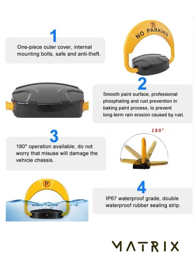 MATRIX - Very HIGH QUALITY Strong metal Car Automatic Remote Control Parking Lock Device To Prevent Others From Occupying parking lot With Collision Alarm 7KG - Image 1