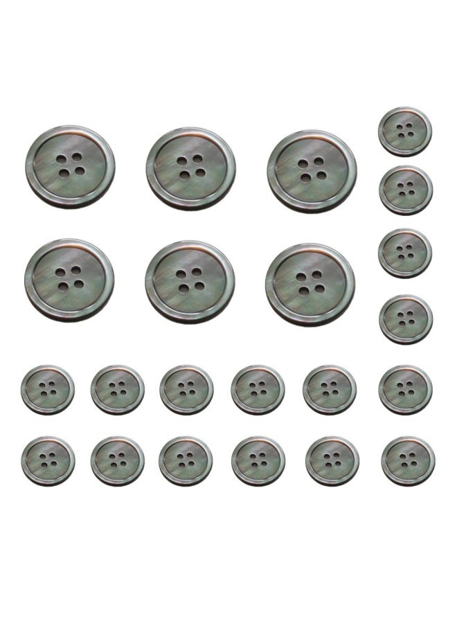 22 Pieces Natural Black Mother Of Pearl Blazer Buttons Suit Buttons Set 20Mm 15Mm Genuine Black Mop Buttons Bulk For Men Black Mop - Image 4