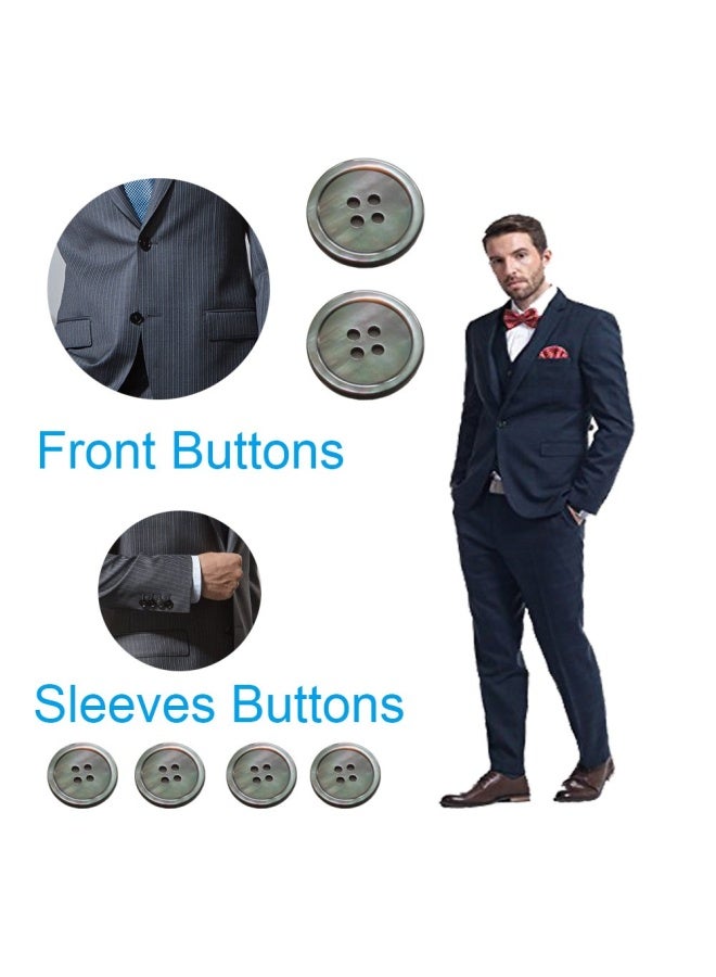 22 Pieces Natural Black Mother Of Pearl Blazer Buttons Suit Buttons Set 20Mm 15Mm Genuine Black Mop Buttons Bulk For Men Black Mop - Image 3
