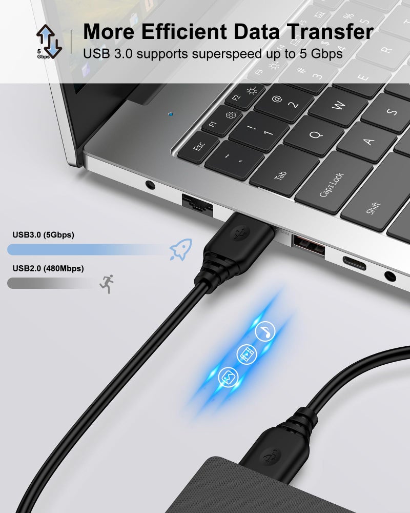 AILKIN USB A to USB A Cable 6FT, USB 3.0 Type A to A Male Cable Double Sided USB Cord for Data Transfer Compatible with External Hard Drives Laptops Cooling Pad/Fan Printer Scanner Speaker DVD Player USB Hub - Image 2