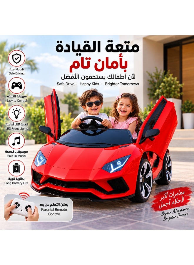 StarKids 12V Dual Motor Kids Ride-On Electric Sports Car - Premium supercar-inspired design with realistic interior and exterior details, full parental remote control, long-lasting rechargeable battery, front and rear LED lights - Image 4