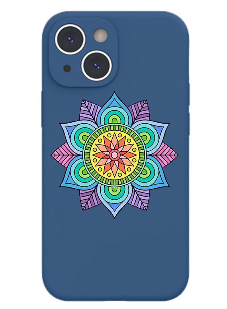 Theodor Protective Slim Fit Case Liquid Silicone Cover with Full Body Protection Anti-Scratch Shockproof Case For iPhone 13 Blue  - mandala 2 copy - Image 1