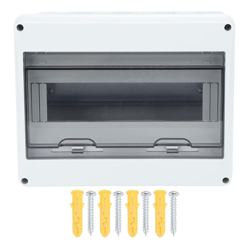 صندوق قواطع الدائرة ABS ذو التصنيف IP65، 12 مسارًا، مثبت على السطح بغطاء قلاب شفاف - Image 1