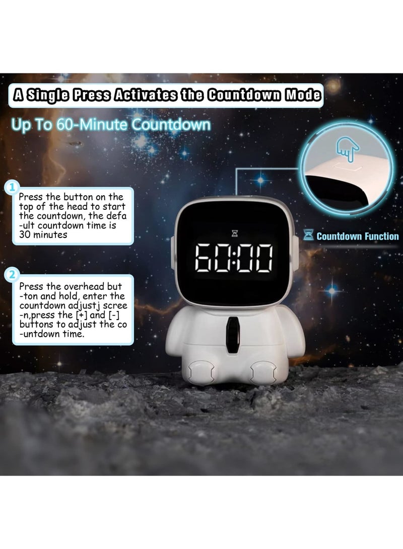 SYOSI Kids Digital Alarm Clock, UBC RechargeableLED Electronic Clock, 8 Levels of Volume Adjustment, 12/24H 5 Ringtones, Countdown Timer, Birthday Present for Kids, Teens, Girls(Astronaut) - Image 4