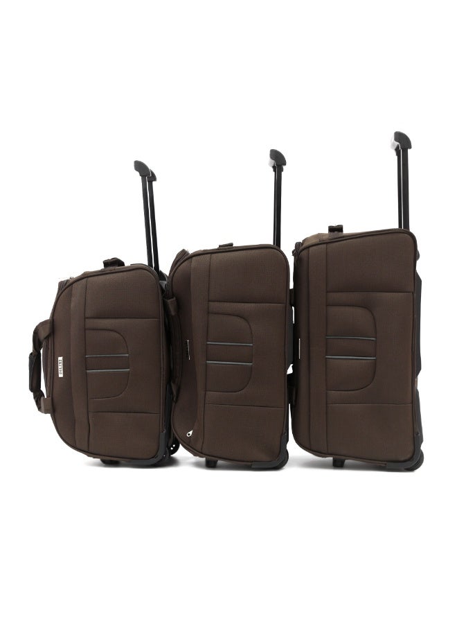 DILIXI Duffle Bag Set, 3 Pieces, Brown, Soft Oxford Fabric, Wheeled with Telescopic Handle - Image 1