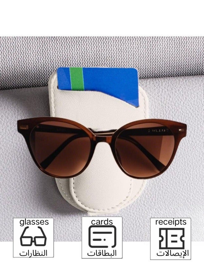 Generic Sunglasses Holders for Car Sun Visor with Ticket Card Clip, Multifunctional Magnetic Leather Eyeglasses Holder for Car, Sun Visor Glasses Hanger Mount Clip, Car Accessories, Universal Fit & Durable  - Image 1
