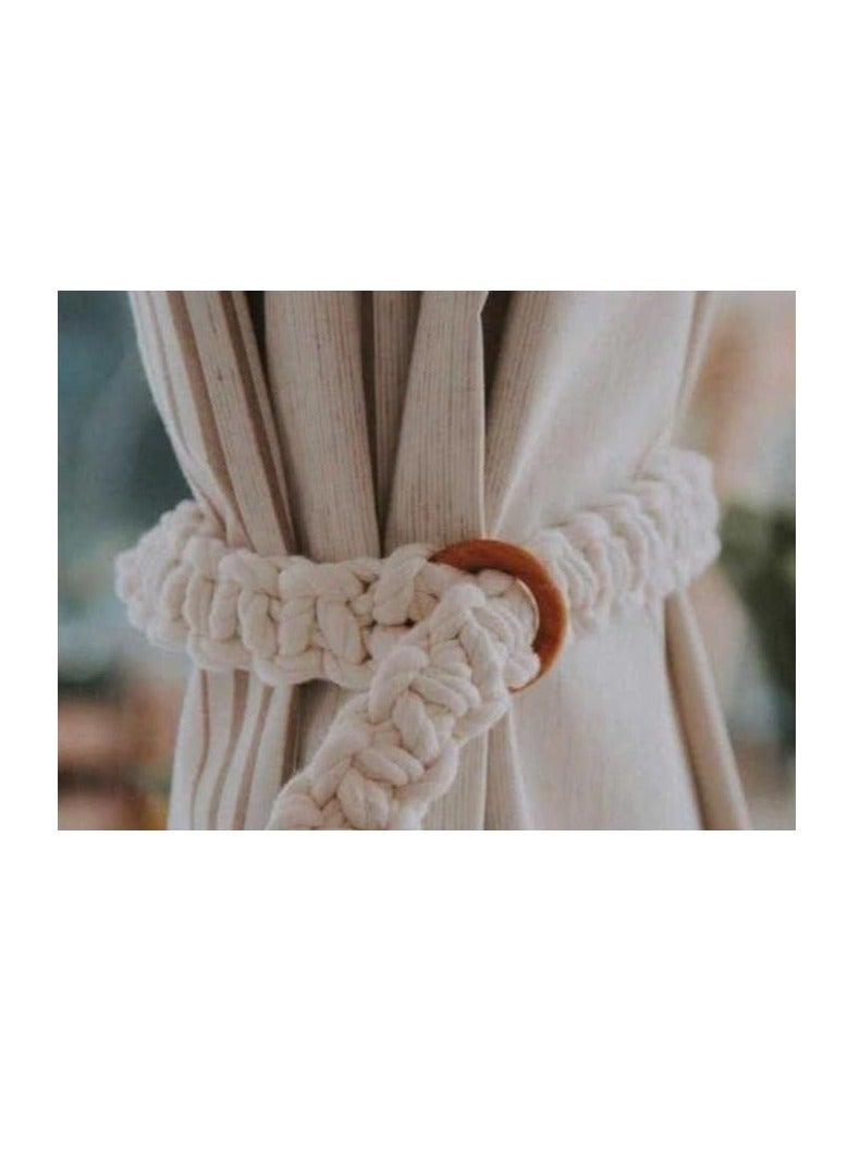 Boho macrame 2 Pack Decorative Hand Woven Cotton Curtain Cords - Image 2