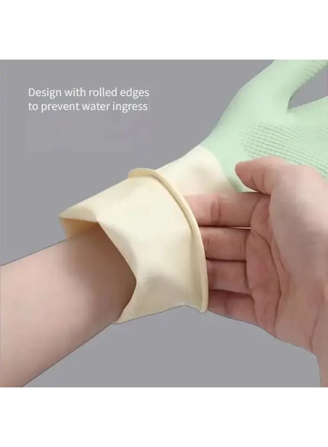 Green Latex Kitchen Gloves Non Slip Waterproof Dishwashing Cleaning Household Use Size L - Image 5