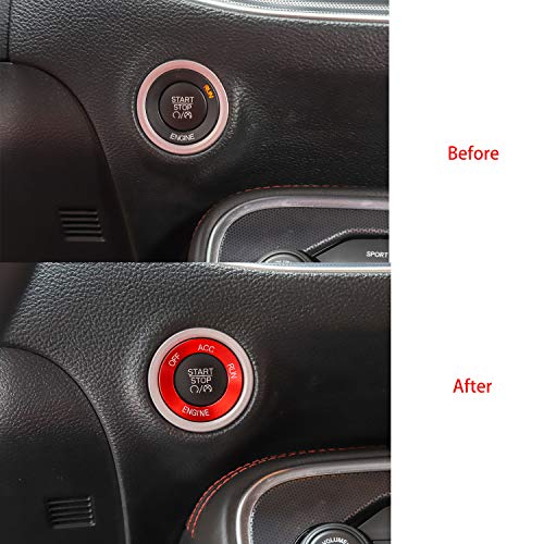 Keptrim Engine Start Stop Trim for 2010-2020 Dodge Challenger Charger RAM, for 2014 Durango Red Aluminum Alloy 1pc - Image 3