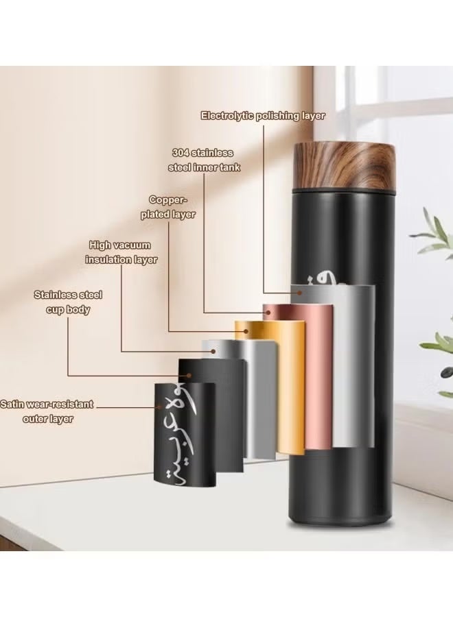 Arabest 3pcs/set Coffee Insulated Cup Set With 2 Tea Cups, Arabic Coffee Thermos, Insulated Cup Gift Box Set Includes 500ml Stainless Steel Thermos And 2 80ml Double-Layer Coffee Cups, Suitable For Gifts - Image 5